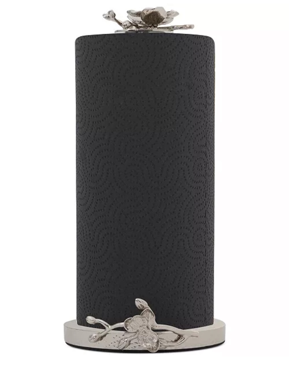 Michael Aram Black and Silver Floral Paper Towel Stand